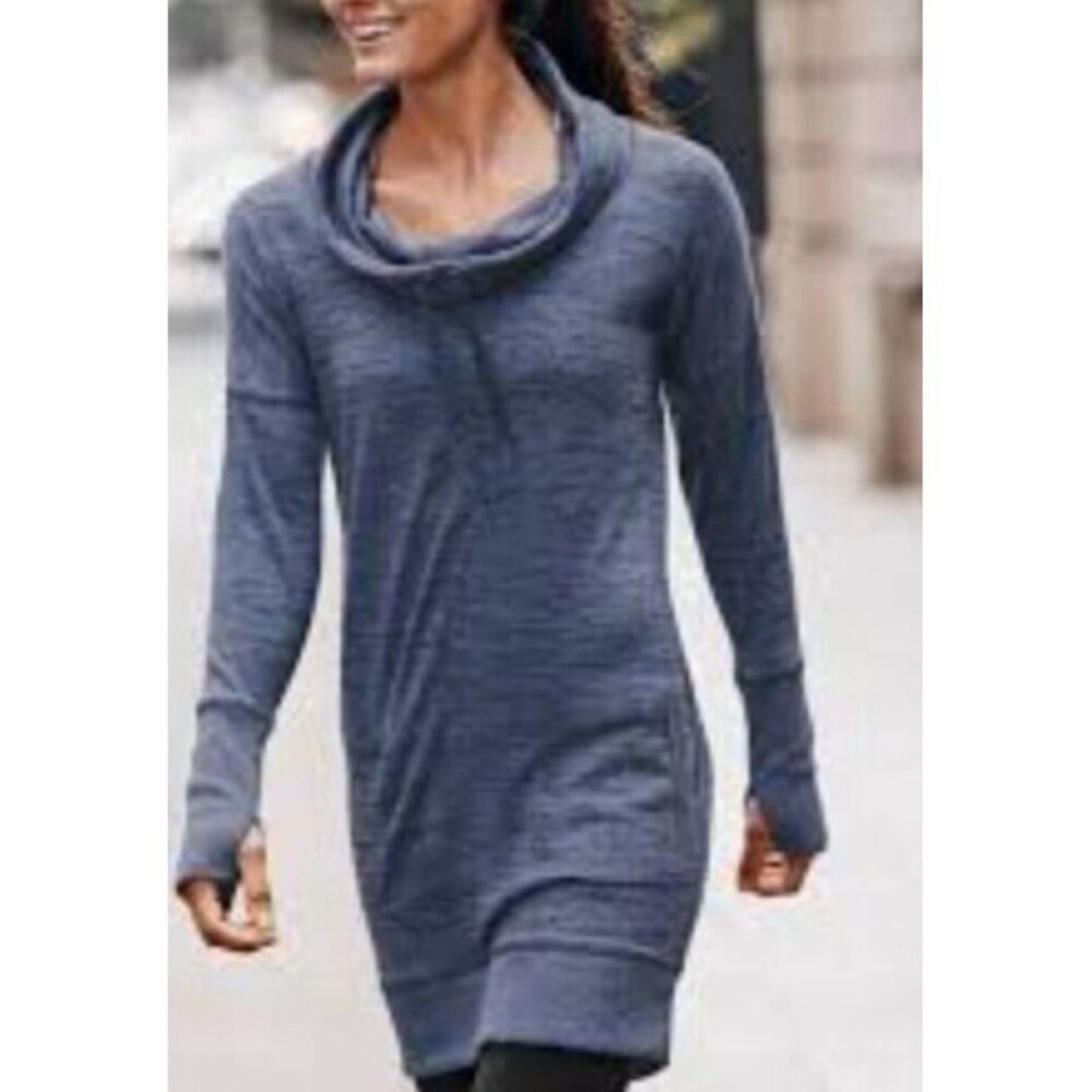 Athleta Dress Womens‎ M Blue Sport It Cowlneck Stretch Pocket Activewear 721789